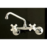 Kingston Double-Handle 2-Hole Wall-Mount Bridge Kitchen Faucet