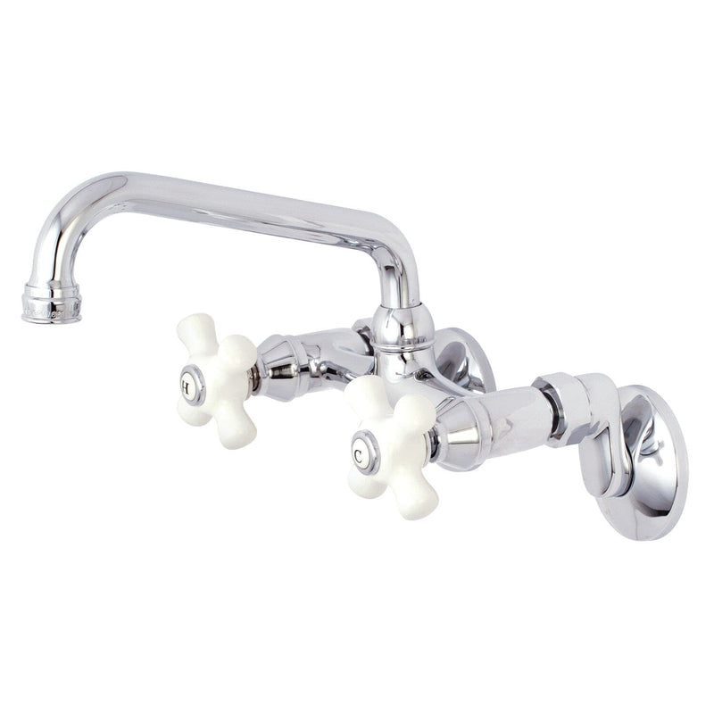 Kingston Double-Handle 2-Hole Wall-Mount Bridge Kitchen Faucet