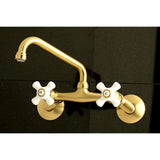 Kingston Double-Handle 2-Hole Wall-Mount Bridge Kitchen Faucet