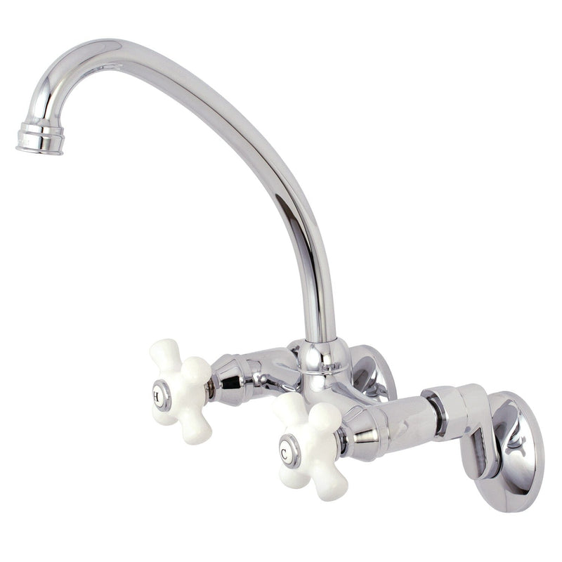 Kingston Double-Handle 2-Hole Wall-Mount Bridge Kitchen Faucet