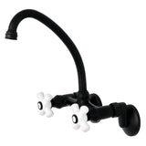 Kingston Double-Handle 2-Hole Wall-Mount Bridge Kitchen Faucet