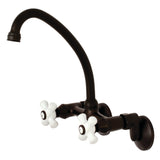 Kingston Double-Handle 2-Hole Wall-Mount Bridge Kitchen Faucet