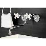 Kingston Double-Handle 2-Hole Wall Mount Bathroom Faucet