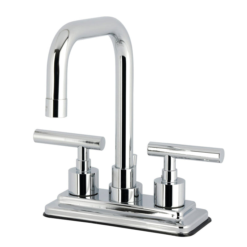 Manhattan Double-Handle 3-Hole Deck Mount 4-Inch Centerset Bathroom Faucet with Brass Pop-Up
