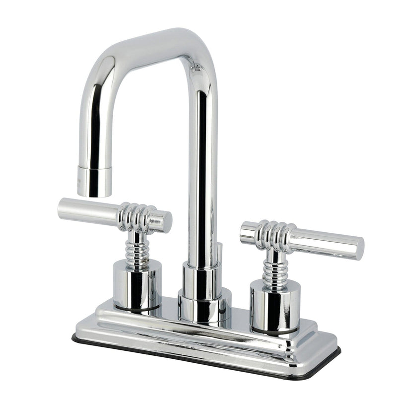 Milano Double-Handle 3-Hole Deck Mount 4-Inch Centerset Bathroom Faucet with Brass Pop-Up