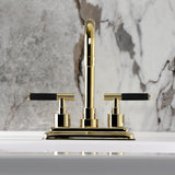 Kaiser Double-Handle 3-Hole Deck Mount 4-Inch Centerset Bathroom Faucet with Brass Pop-Up