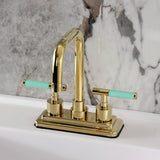 Kaiser Double-Handle 3-Hole Deck Mount 4-Inch Centerset Bathroom Faucet with Brass Pop-Up