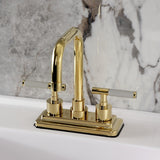 Kaiser Double-Handle 3-Hole Deck Mount 4-Inch Centerset Bathroom Faucet with Brass Pop-Up