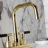 Kaiser Double-Handle 3-Hole Deck Mount 4-Inch Centerset Bathroom Faucet with Brass Pop-Up