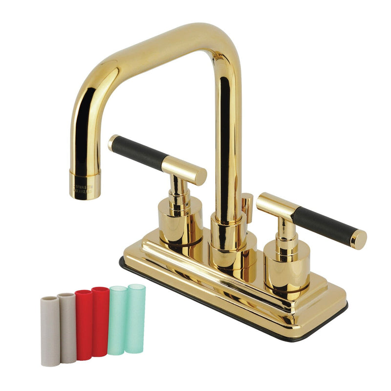 Kaiser Double-Handle 3-Hole Deck Mount 4-Inch Centerset Bathroom Faucet with Brass Pop-Up