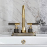 Convergent Knurled Double-Handle 3-Hole Deck Mount 4-Inch Centerset Bathroom Faucet with Brass Pop-Up