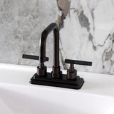 Kaiser Double-Handle 3-Hole Deck Mount 4-Inch Centerset Bathroom Faucet with Brass Pop-Up
