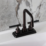 Kaiser Double-Handle 3-Hole Deck Mount 4-Inch Centerset Bathroom Faucet with Brass Pop-Up