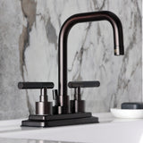 Kaiser Double-Handle 3-Hole Deck Mount 4-Inch Centerset Bathroom Faucet with Brass Pop-Up