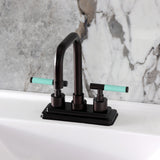 Kaiser Double-Handle 3-Hole Deck Mount 4-Inch Centerset Bathroom Faucet with Brass Pop-Up