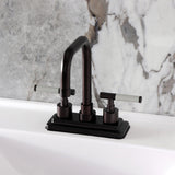 Kaiser Double-Handle 3-Hole Deck Mount 4-Inch Centerset Bathroom Faucet with Brass Pop-Up