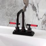 Kaiser Double-Handle 3-Hole Deck Mount 4-Inch Centerset Bathroom Faucet with Brass Pop-Up