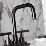 Kaiser Double-Handle 3-Hole Deck Mount 4-Inch Centerset Bathroom Faucet with Brass Pop-Up