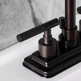Kaiser Double-Handle 3-Hole Deck Mount 4-Inch Centerset Bathroom Faucet with Brass Pop-Up