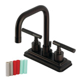 Kaiser Double-Handle 3-Hole Deck Mount 4-Inch Centerset Bathroom Faucet with Brass Pop-Up