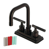 Kaiser Two-Handle 3-Hole Deck Mount 4" Centerset Bathroom Faucet with Brass Pop-Up