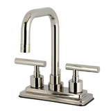 Manhattan Double-Handle 3-Hole Deck Mount 4-Inch Centerset Bathroom Faucet with Brass Pop-Up