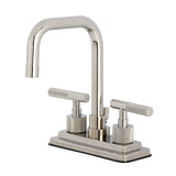 Convergent Knurled Double-Handle 3-Hole Deck Mount 4-Inch Centerset Bathroom Faucet with Brass Pop-Up