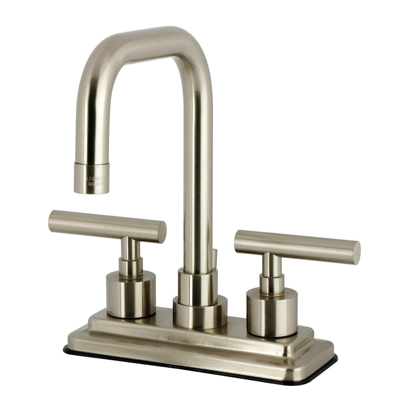 Manhattan Double-Handle 3-Hole Deck Mount 4-Inch Centerset Bathroom Faucet with Brass Pop-Up