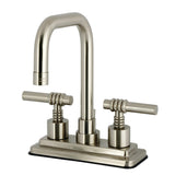 Milano Double-Handle 3-Hole Deck Mount 4-Inch Centerset Bathroom Faucet with Brass Pop-Up