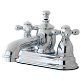 English Country Double-Handle 3-Hole Deck Mount 4-Inch Centerset Bathroom Faucet with Brass Pop-Up