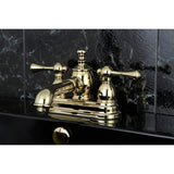 Vintage Double-Handle 3-Hole Deck Mount 4-Inch Centerset Bathroom Faucet with Brass Pop-Up