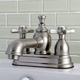 Essex Double-Handle 3-Hole Deck Mount 4-Inch Centerset Bathroom Faucet with Brass Pop-Up