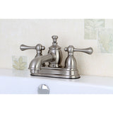 Vintage Double-Handle 3-Hole Deck Mount 4-Inch Centerset Bathroom Faucet with Brass Pop-Up