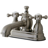 English Country Double-Handle 3-Hole Deck Mount 4-Inch Centerset Bathroom Faucet with Brass Pop-Up