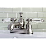 Wilshire Double-Handle 3-Hole Deck Mount 4-Inch Centerset Bathroom Faucet with Brass Pop-Up