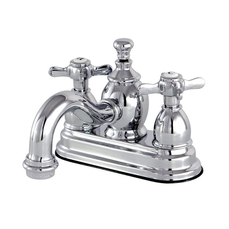 Essex Double-Handle 3-Hole Deck Mount 4-Inch Centerset Bathroom Faucet with Brass Pop-Up