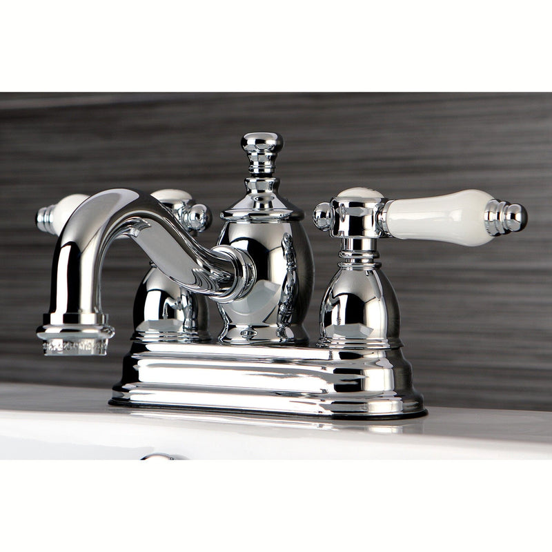 Bel-Air Double-Handle 3-Hole Deck Mount 4-Inch Centerset Bathroom Faucet with Brass Pop-Up
