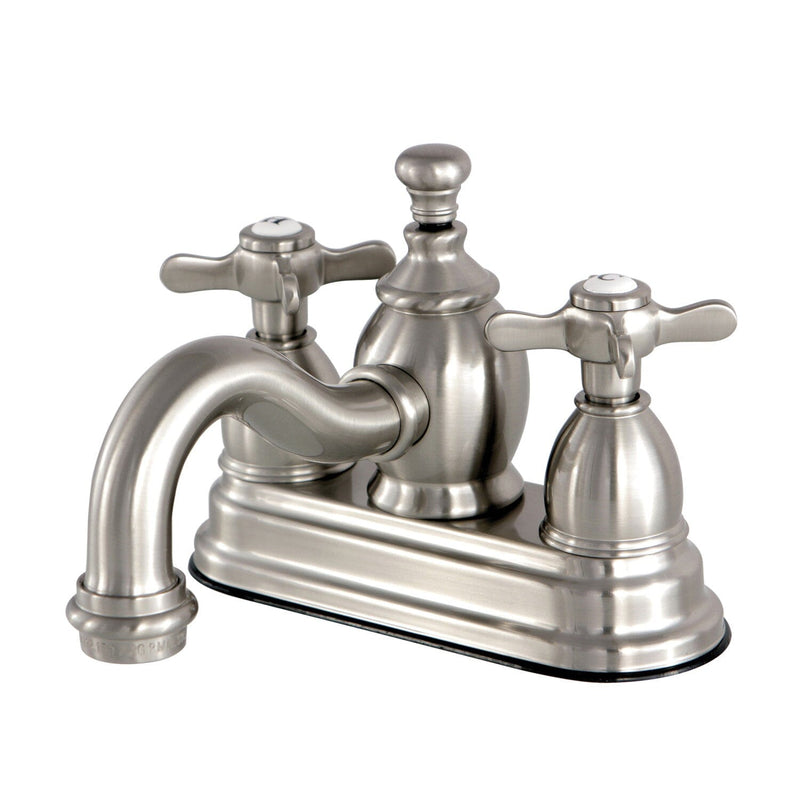 Essex Double-Handle 3-Hole Deck Mount 4-Inch Centerset Bathroom Faucet with Brass Pop-Up