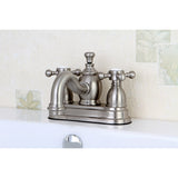English Country Double-Handle 3-Hole Deck Mount 4-Inch Centerset Bathroom Faucet with Brass Pop-Up
