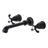 French Country Double-Handle 3-Hole Wall Mount Bathroom Faucet