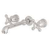 English Country Double-Handle 3-Hole Wall Mount Bathroom Faucet