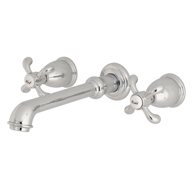 French Country Double-Handle 3-Hole Wall Mount Bathroom Faucet