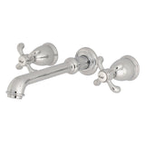French Country Double-Handle 3-Hole Wall Mount Bathroom Faucet