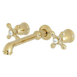 English Country Double-Handle 3-Hole Wall Mount Bathroom Faucet