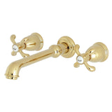 French Country Double-Handle 3-Hole Wall Mount Bathroom Faucet