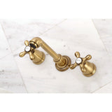 English Country Double-Handle 3-Hole Wall Mount Bathroom Faucet