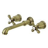 English Country Double-Handle 3-Hole Wall Mount Bathroom Faucet