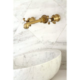 French Country Double-Handle 3-Hole Wall Mount Bathroom Faucet