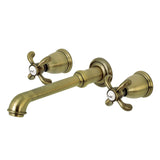 French Country Double-Handle 3-Hole Wall Mount Bathroom Faucet