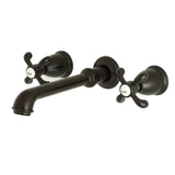 French Country Double-Handle 3-Hole Wall Mount Bathroom Faucet